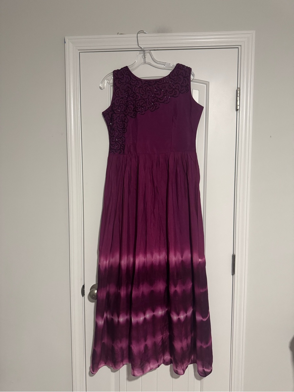 Excellent Ombre Sleeveless Maxi Dress with Embellished Bodice tie dye